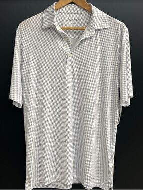 Campia White Micro Dot Polo Shirt